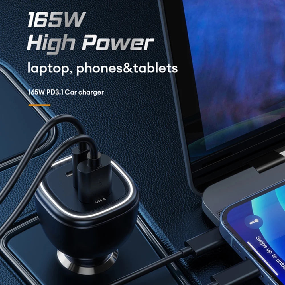 165W USB C Car Charger Adapter PD3.1 140W PD3.0 100W PPS45W QC5 M99764