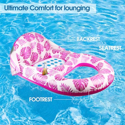 Inflatable Pool Lounge Float with Canopy and Cup Holder P842