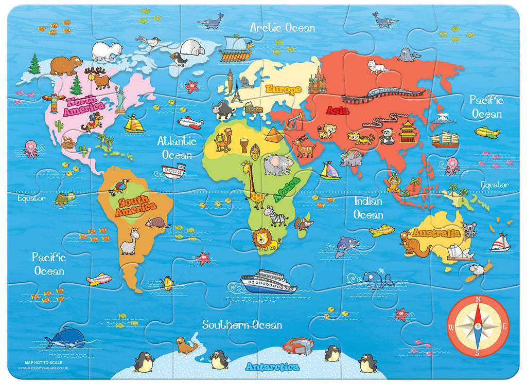 World Map Puzzle 24 Pieces Jigsaw Puzzle For Kids Age 4 Years Old And Above D2088