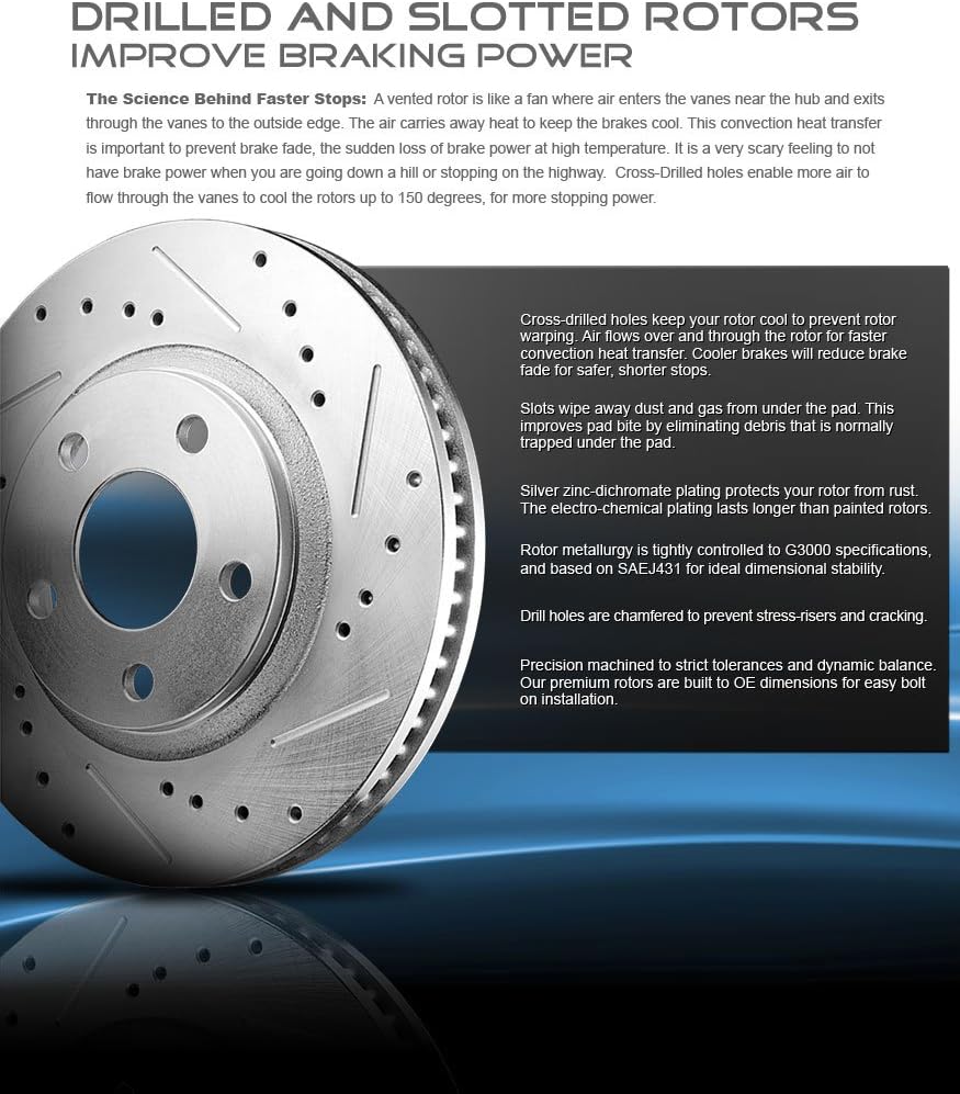 277mm 6 Lug Rotors + Ceramic Brake Pads + Clips O1681
