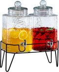 Hamburg Dispensers with Stand, Glass, Set of 2, 1.5 Gallons Each S65977
