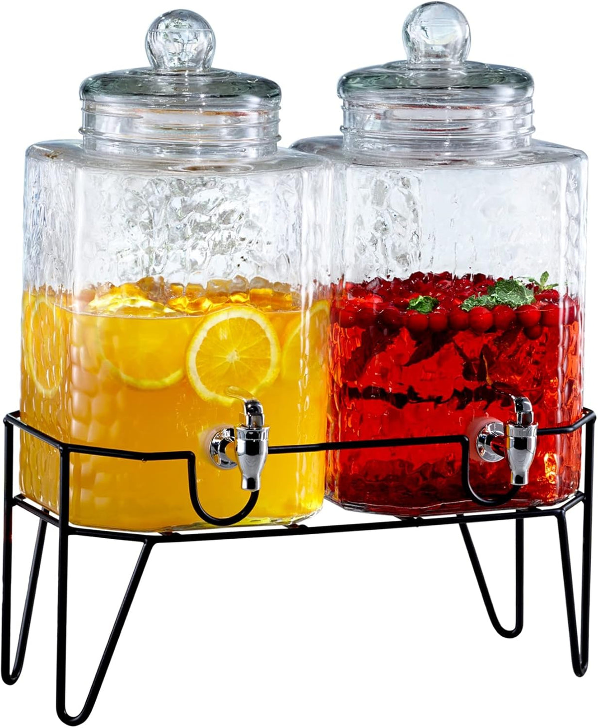 Hamburg Dispensers with Stand, Glass, Set of 2, 1.5 Gallons Each S65977