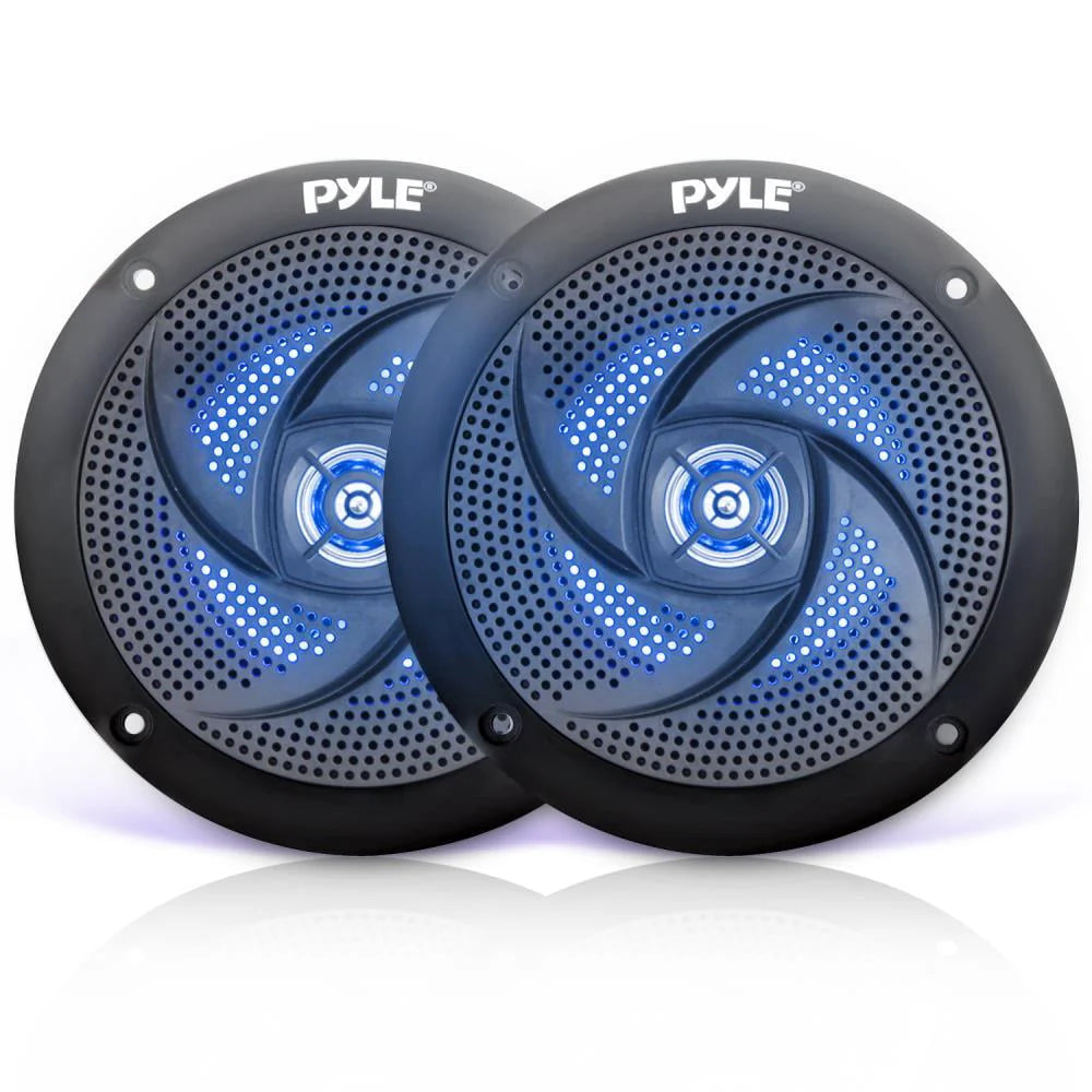 6.5 Inch Waterproof Low Profile Marine Speakers, Black (2 Pack) S580