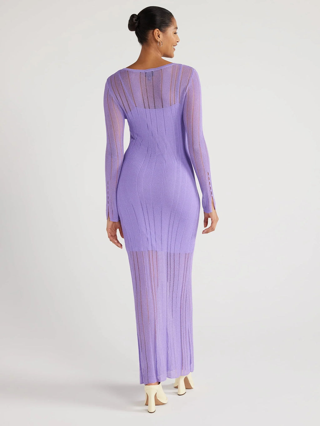 Women's Sheer Maxi Sweater Dress with Lining L83381