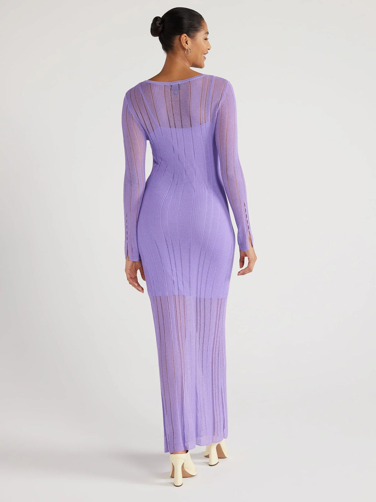 Women's Sheer Maxi Sweater Dress with Lining L83381