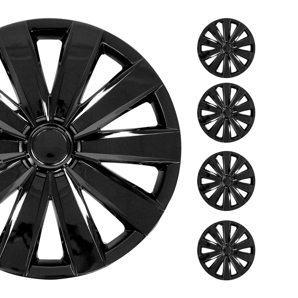 16 Wheel Covers Hubcaps 4Pcs Black D457879
