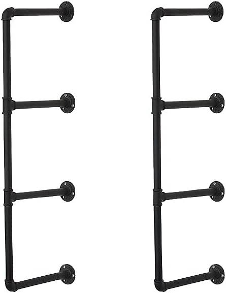 Industrial Pipe Bookcase Shelf Retro Floating Wood Shelving, Weatherd Brown Z26169