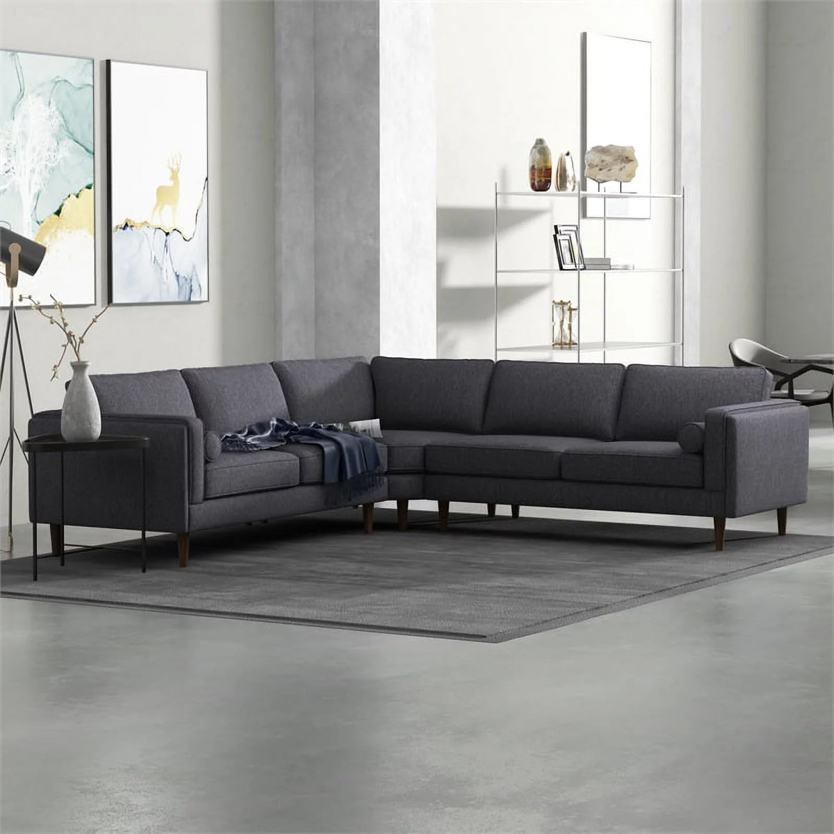 Dark Gray Fabric Corner Sofa S260