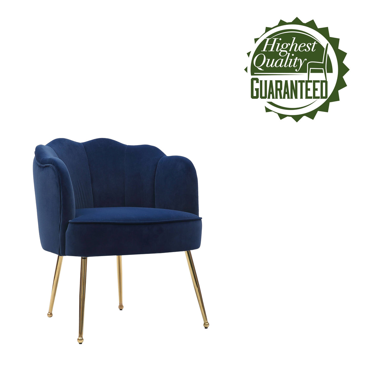 Blue Velvet Accent Chair with Gold Metal Legs R579