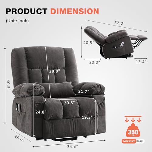 Power Lift Recliner Chair with Vibration Massage and Lumbar Heating U179219