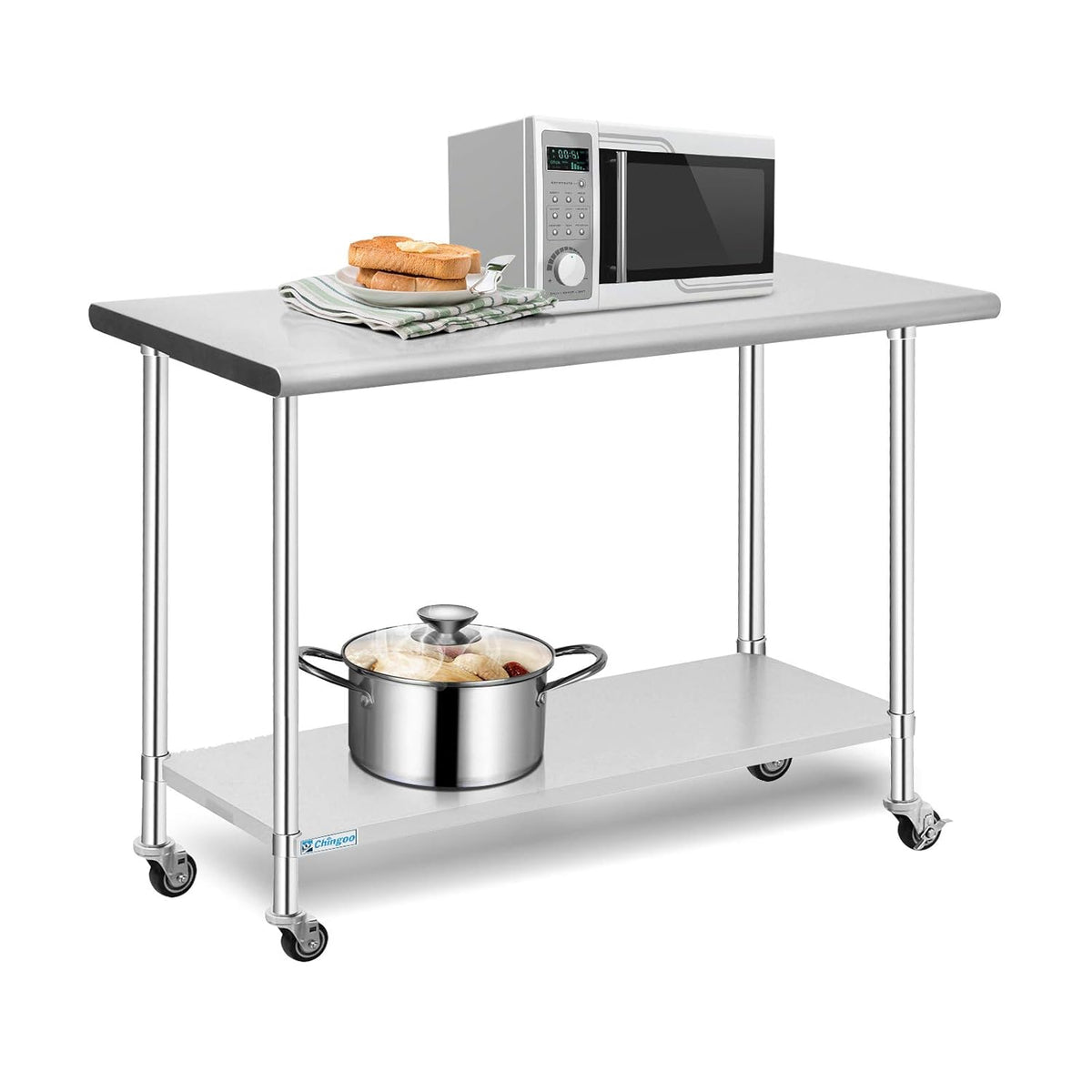 Stainless Steel Prep Table 24x48 Inches with Caster Wheels and Undershelf J50750