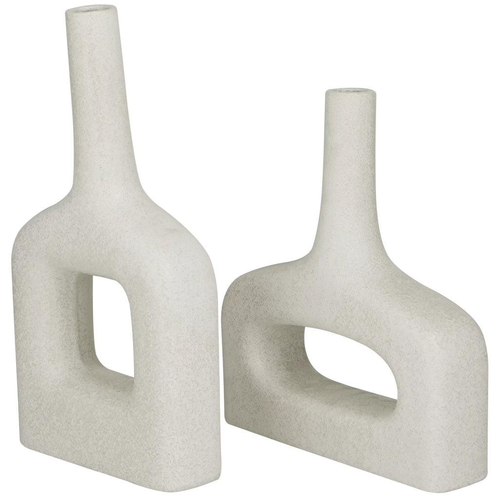 16" 13"H White Ceramic Vase Set of 2 Y4196