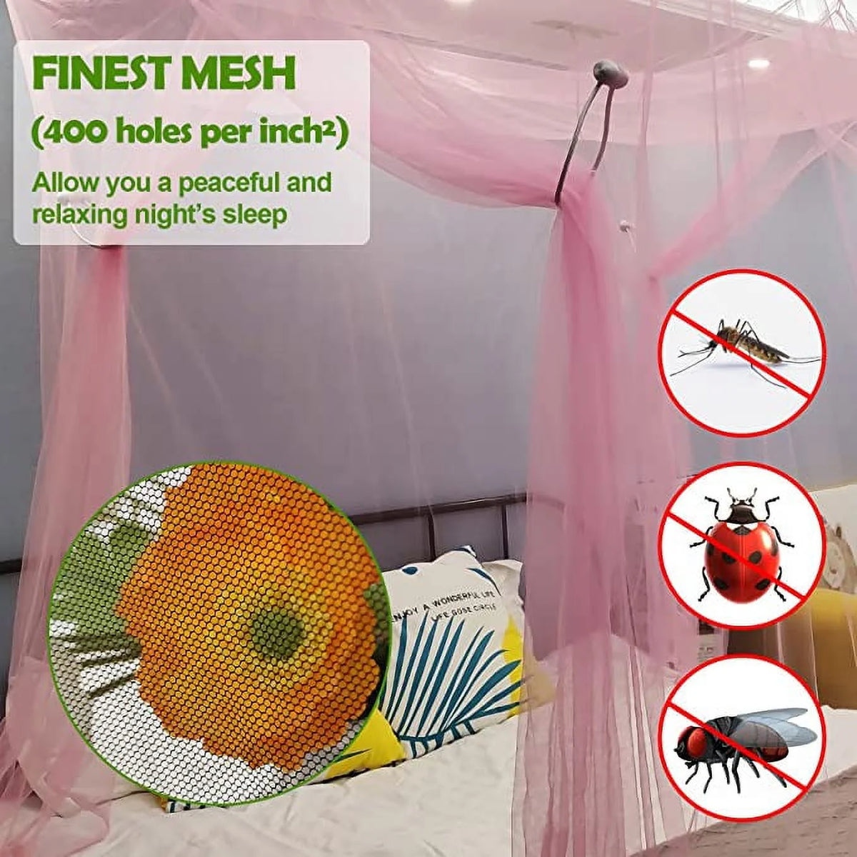 Luxury Mosquito Large Square Net for Single to King-Sized Beds N466684