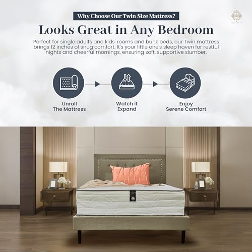 12 Inch Hybrid Twin Mattress with Pocketed Coil Spring and Cold Foam O58797