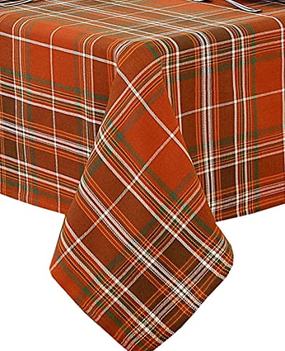 70 Inch Round 100% Cotton Plaid Tablecloth A508