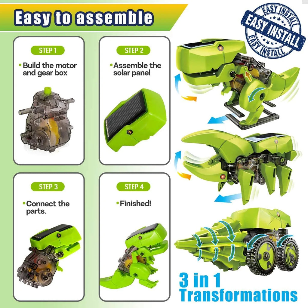 STEM Robots Building Educational Toys Science Kit 3 in 1 Solar Dinosaur Desk Robot O567433