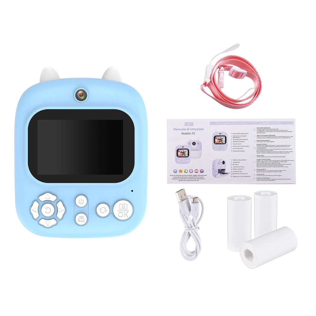 Instant Camera with Dual Lenses, 12MP, 32GB Memory, 3 Printing Paper Rolls Z331
