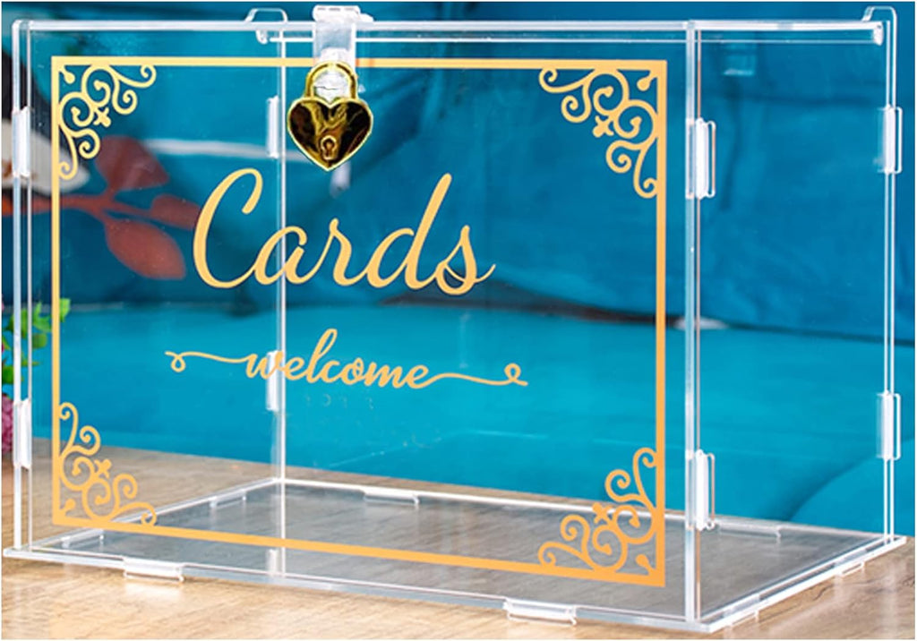 Gold Pattern Acrylic Card Box with Lock, Pack of 2 P91129
