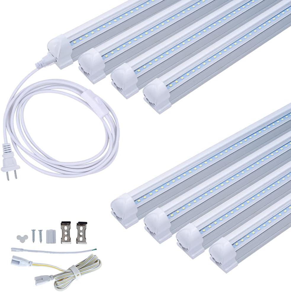 4FT LED Shop Light, 24W T8 Integrated Tube Light, 6500K Daylight White, with ON/Off Switch Cable M5578