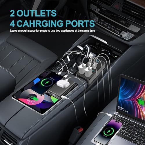 Car Power Inverter 12V to 110V AC with LCD Display 65W USB-C P186