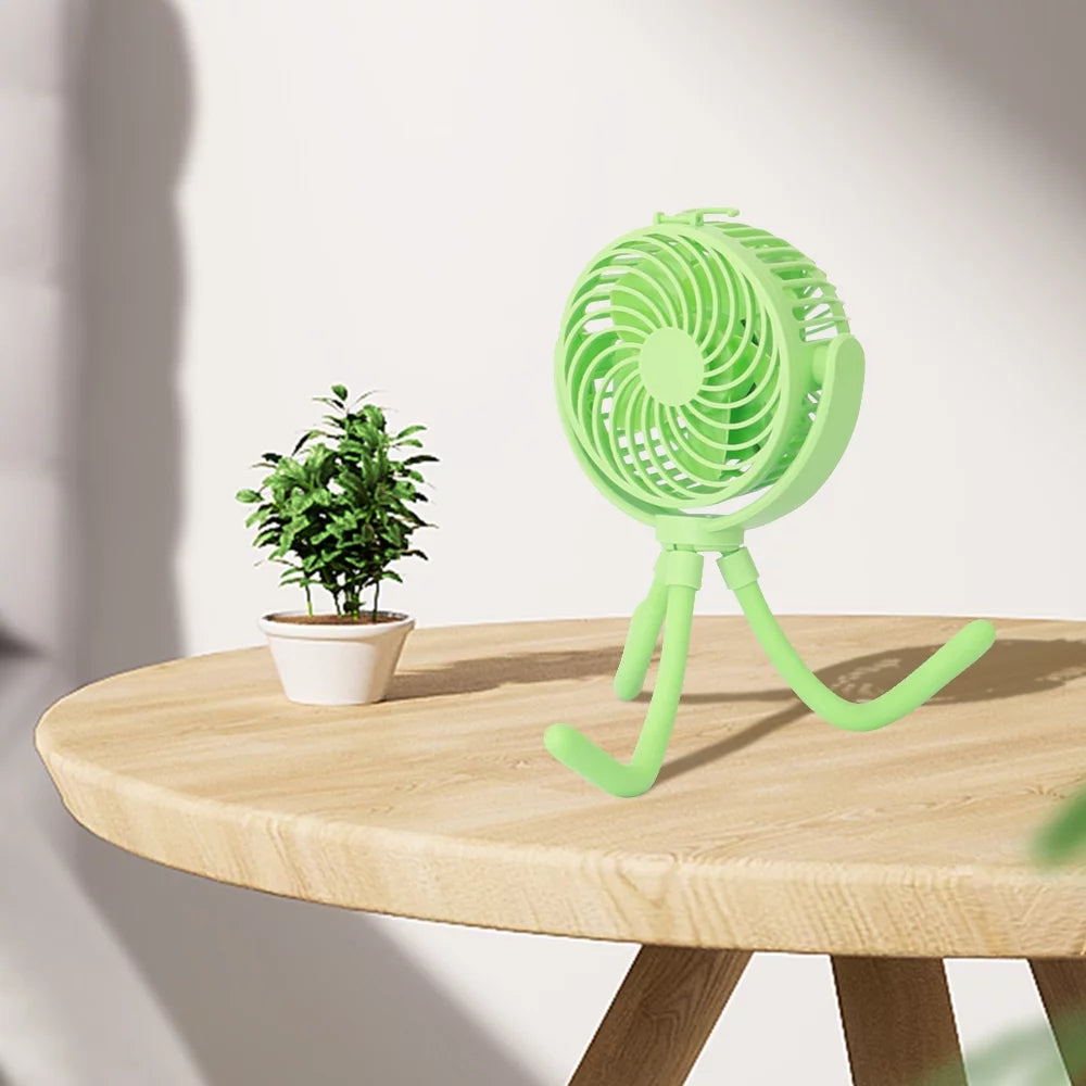 Portable Rechargeable Fan with Flexible Tripod, Black Y333
