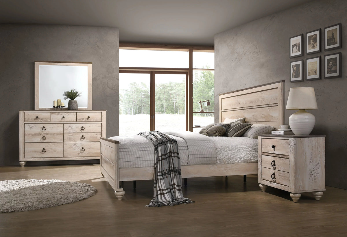 White Wash 4-Piece King Size Bedroom Set F8458