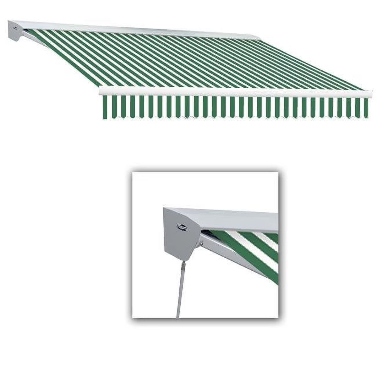 20 ft. Retractable Awning, Forest Green & White F13096
