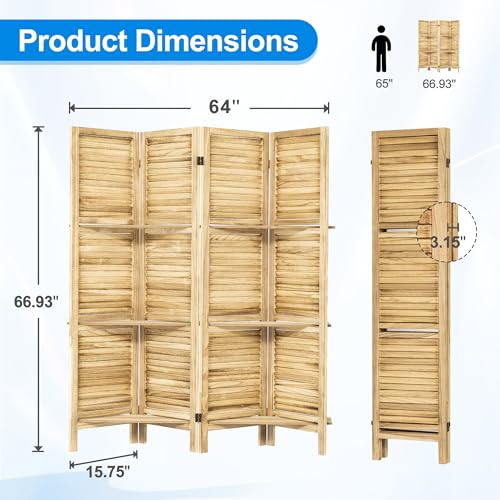 White 6 Panel Wood Pegboard Room Divider H41278