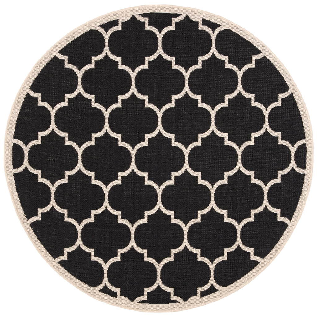 Black Beige Geometric Indoor/Outdoor Area Rug 4' x 4' Square B283370
