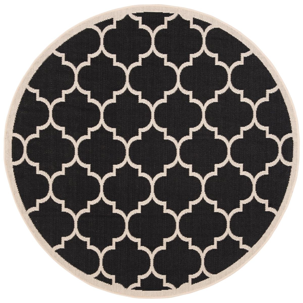 Black Beige Geometric Indoor/Outdoor Area Rug 4' x 4' Square B283370