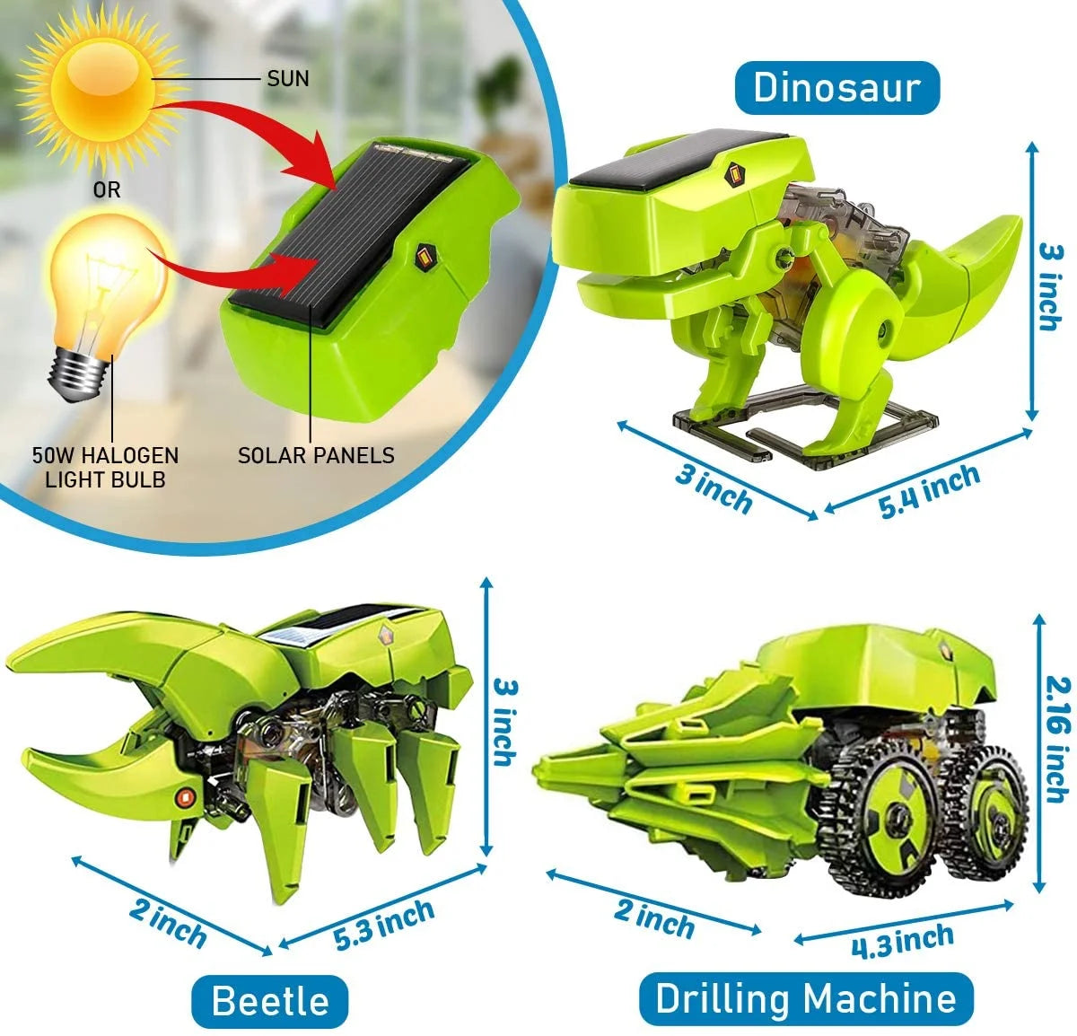 STEM Robots Building Educational Toys Science Kit 3 in 1 Solar Dinosaur Desk Robot O567433