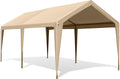 10' X 20' Heavy Duty Car Canopy with Powder-Coated Steel Frame, 6 Legs, Beige F909061