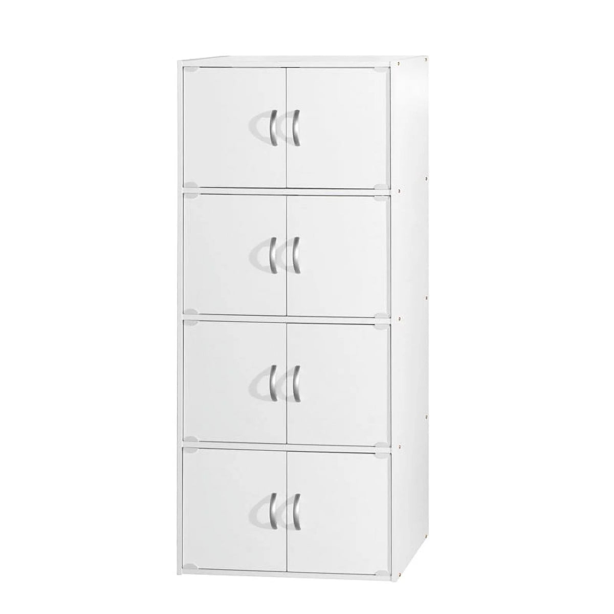 4 Shelf 8 Door Wooden Bookcase Cabinet in White G1259
