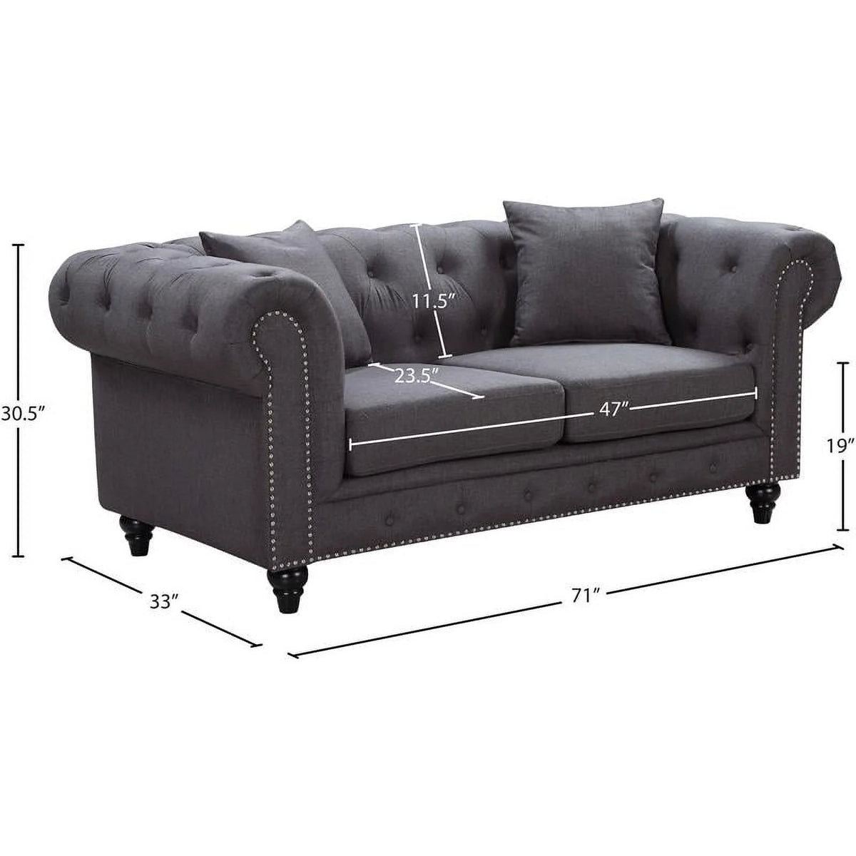 Chesterfield Loveseat with Accent Pillows A388