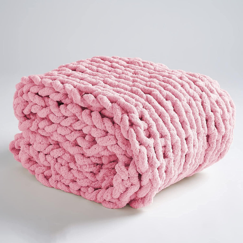 Chunky Knit Chenille Throw Blanket Gray 40x40 Y782265