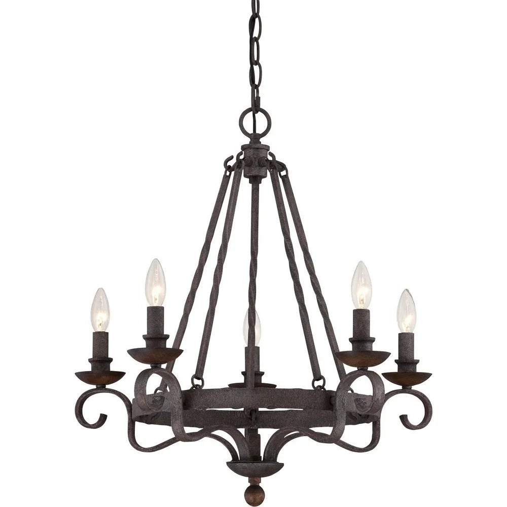 Five Light Chandelier Rustic Black Q314