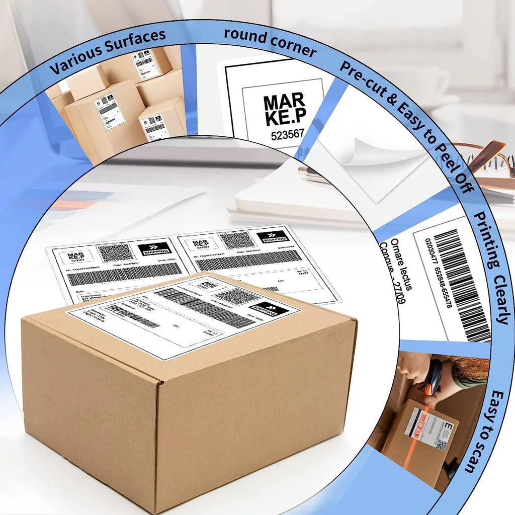 Half Sheet Labels with Rounded Corner, White Shipping Labels - 5-1/2" X 8-1/2" - 400 Labels H453033