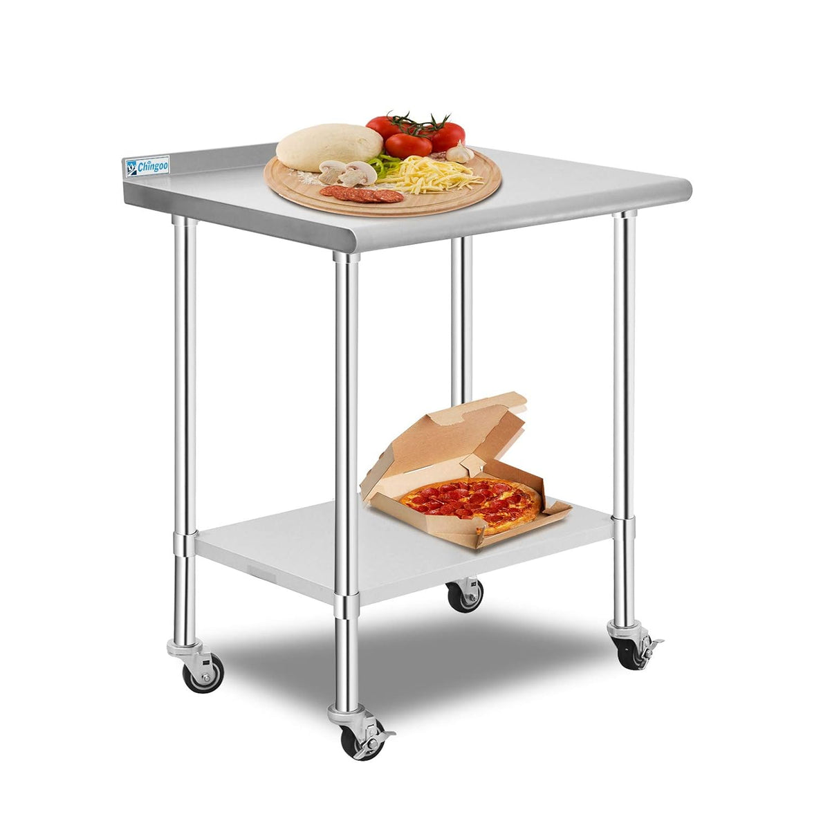 Stainless Steel Prep Table 24x48 Inches with Caster Wheels and Undershelf J50750