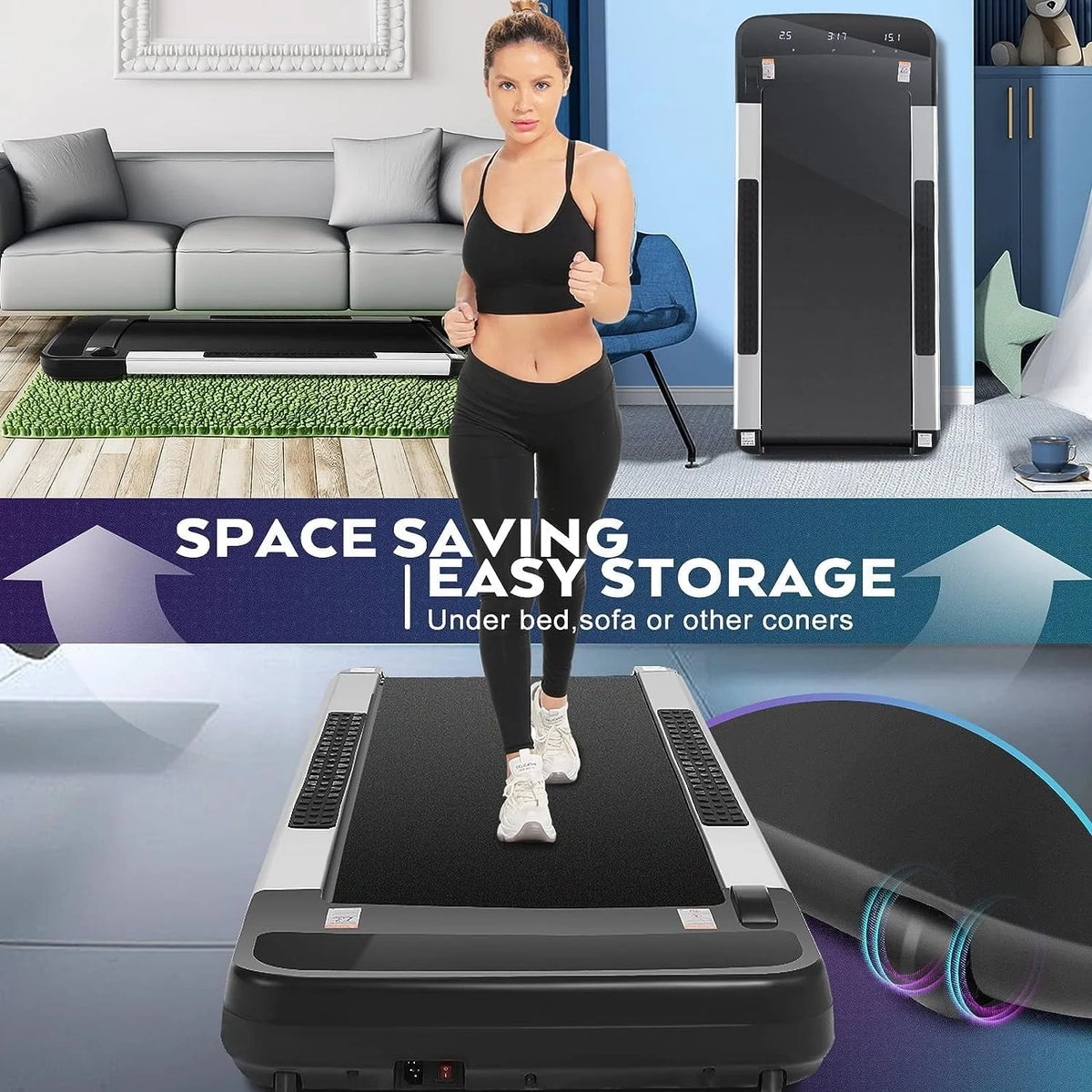 Black Under Desk Treadmill with Remote Control V557095