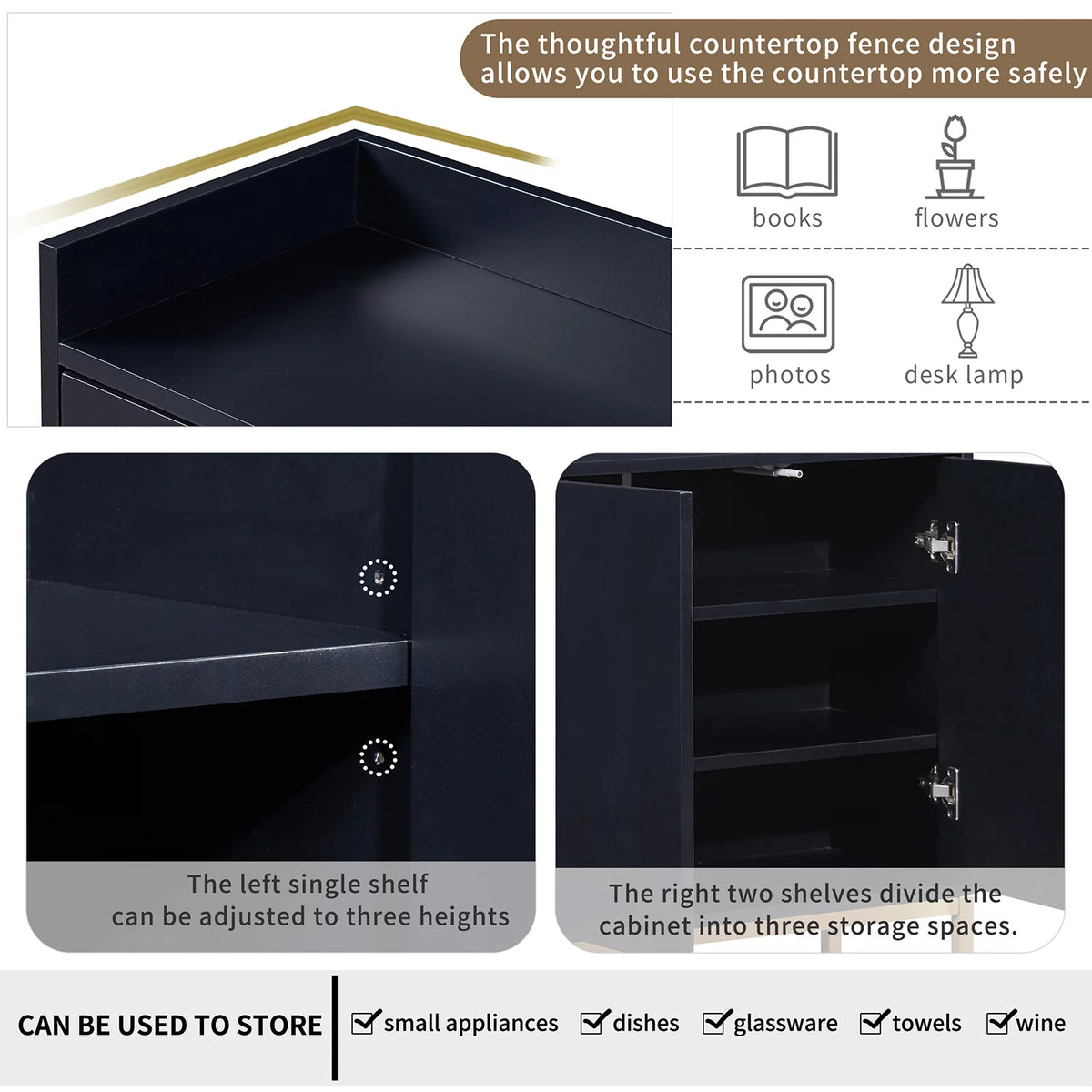 Navy Buffet Cabinet with 4 Doors F5565