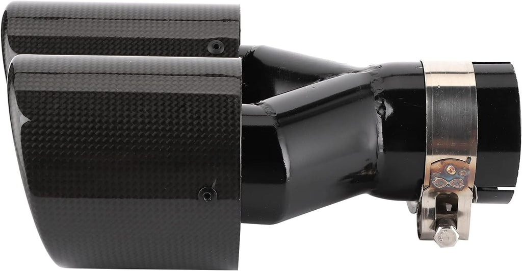 Carbon Fiber Exhaust Pipe Universal Dual Tail Crimping Throat Y-Pipe Auto Car Black T2226