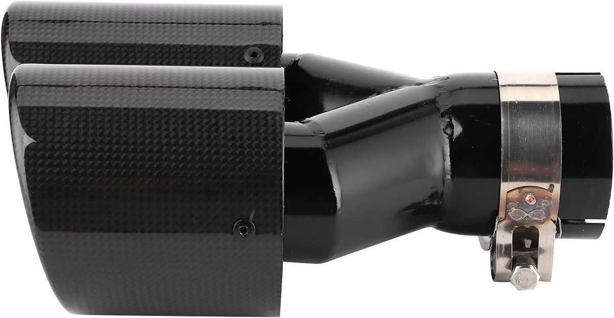 Carbon Fiber Exhaust Pipe Universal Dual Tail Crimping Throat Y-Pipe Auto Car Black T2226