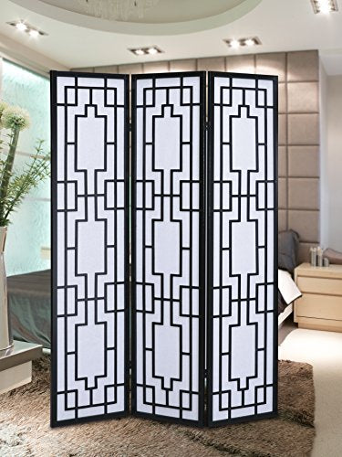 Black 3 Panel Room Divider Screen D4047