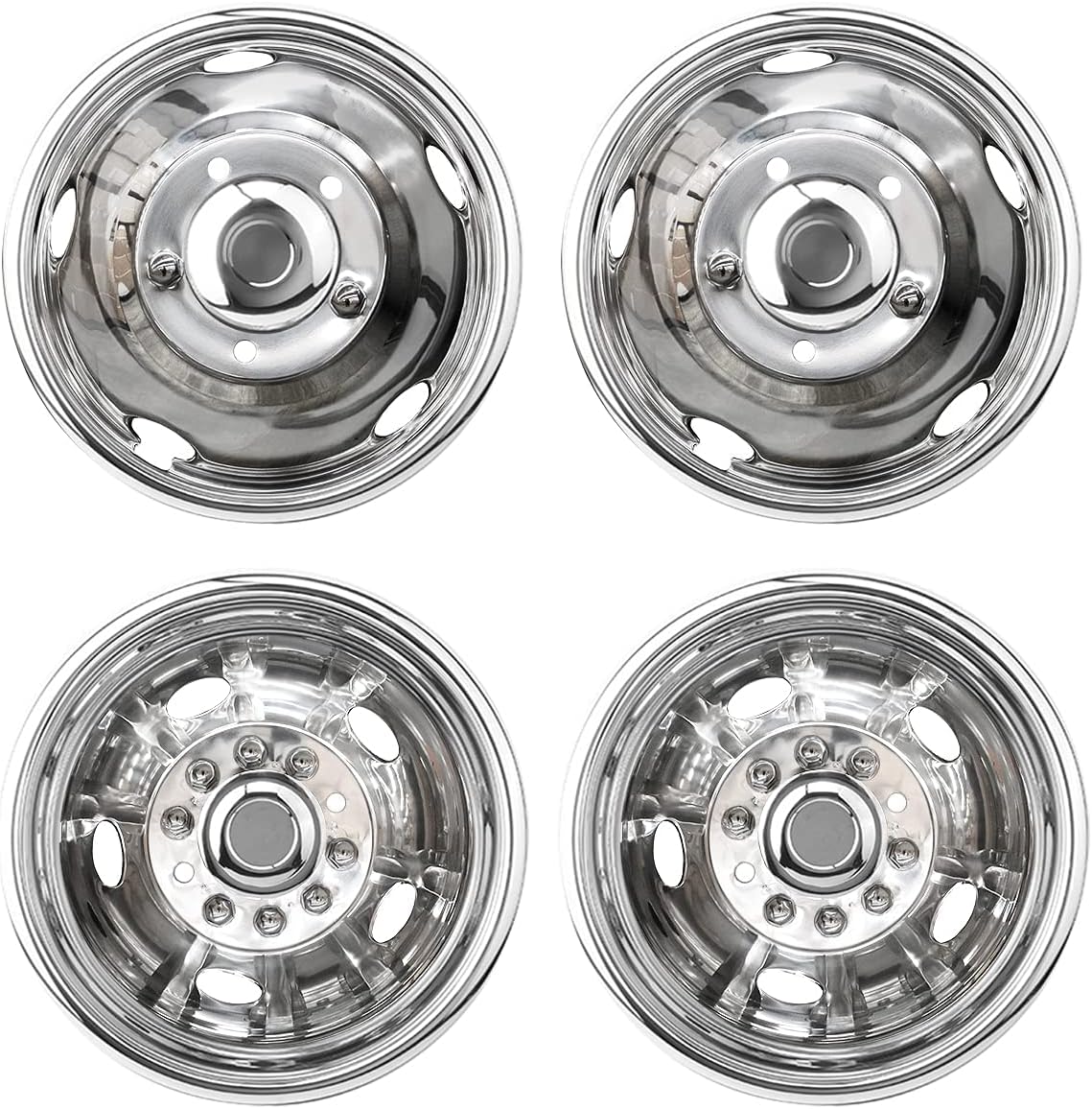 2pcs 19.5inch Front Polished Stainless Steel Dually Wheel Simulators Q3371