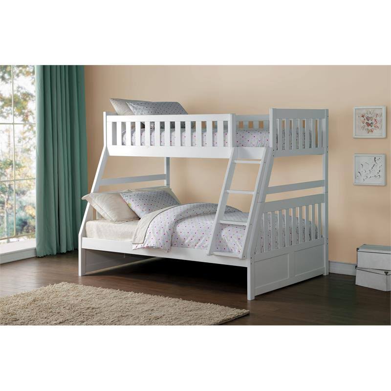 White Twin Over Full Wood Bunk Bed D8262