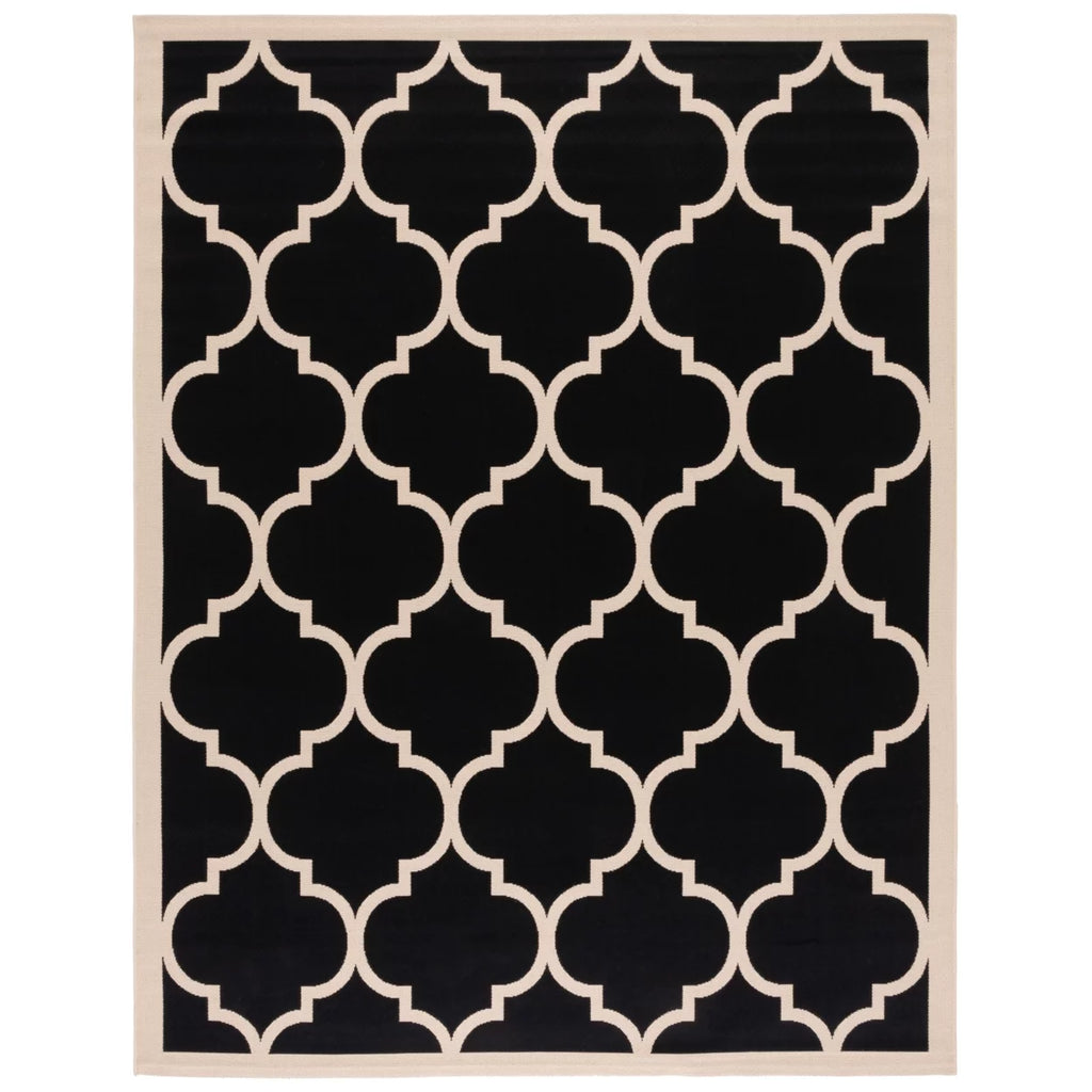 Black Beige Geometric Indoor/Outdoor Area Rug 4' x 4' Square B283370