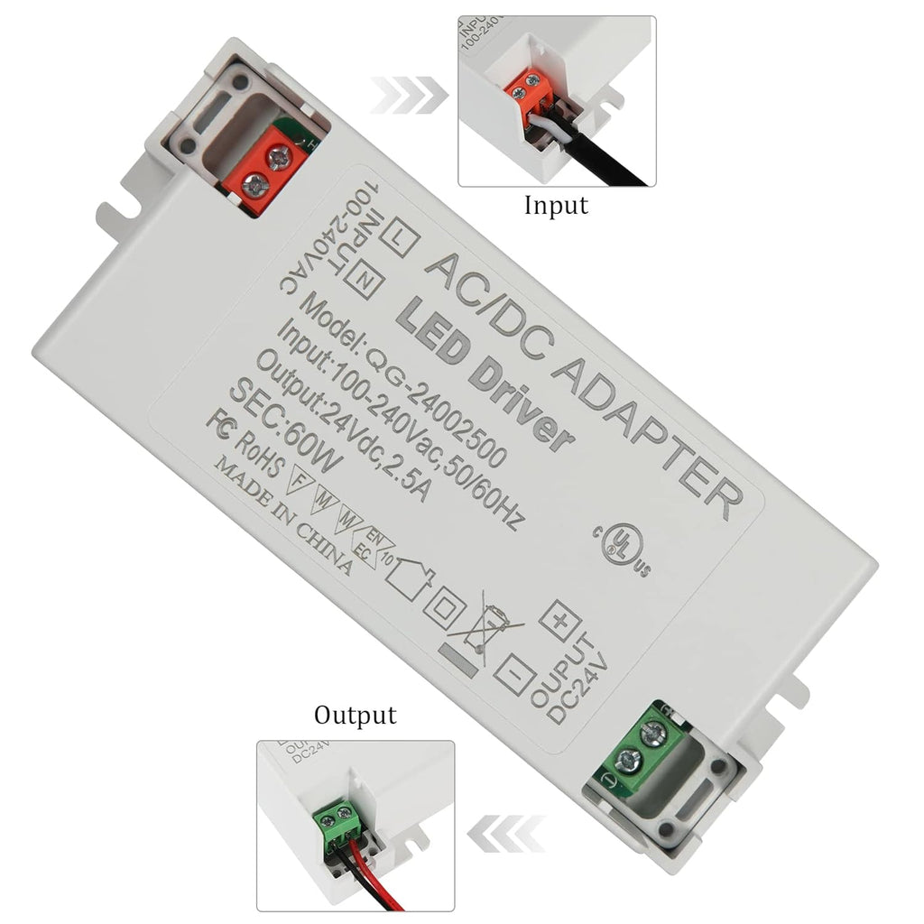 UL Certified AC 100-240V to DC 24V 2.5A Power Supply Adapter G611