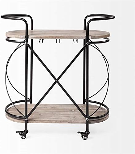 Black Two Tier Metal Bar Cart S859602
