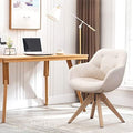 Mid Century Modern Swivel Fabric Accent Chair with Oak Wood Legs A449427