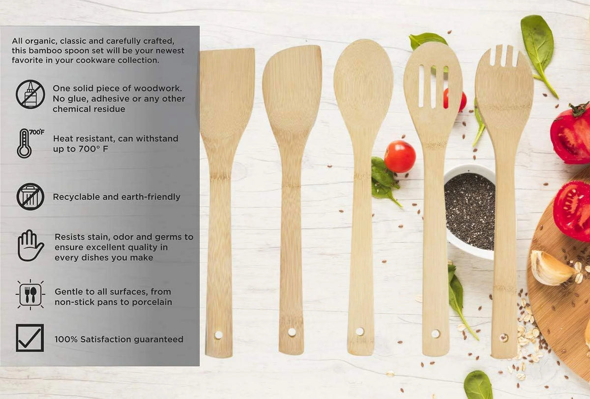 5 Pcs Natural Bamboo Cooking Utensil Set D5072